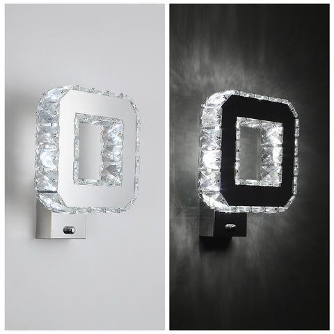 Innen-Kristallwandleuchte 12W 1080lm Moderne LED-Kristallwandleuchte Dekoration Wandleuchte für Schlafzimmer Esszimmer Foyer Kaltweiß 6000K