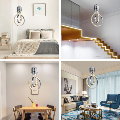 Moderner Kronleuchter, LED-Kristall-Deckenleuchte 21 W, 3000 K, Aluminium-Pendelleuchte für Schlafzimmer, Küche, Esszimmer, Bar, Theke, Korridor, Ausstellungshalle, höhenverstellbar