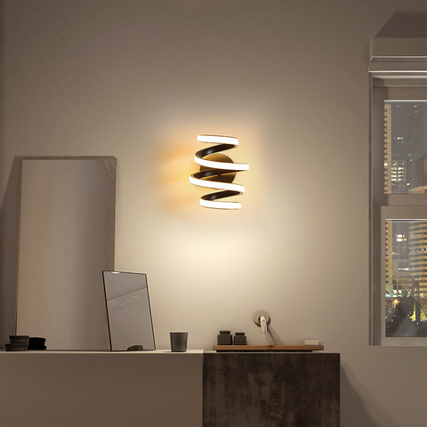 LED-Wandleuchte, 21 W, schwarze Spirale, einfache moderne Kreativität, Aluminium-Metall-Wandleuchte, 3000 K, Innenwandleuchte, geeignet für Schlafzimmer, Flur, Wohnzimmer, Bar 