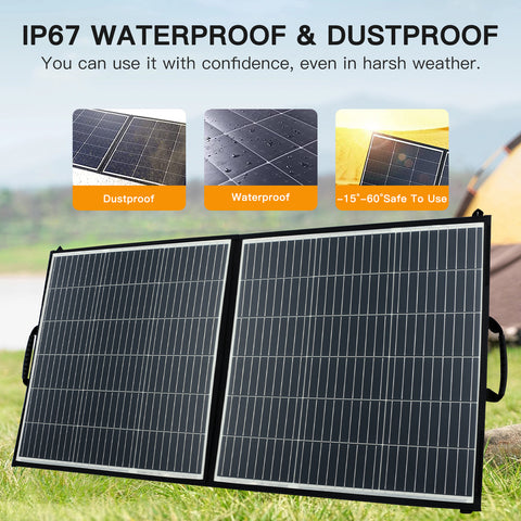 100-W-Solarpanel für Kraftwerk, tragbares Solar-Ladegerät, Schnellladung, USB-A-QC3.0-PD, 45-W-USB-C-DC-Anschlüsse, IP65, IP65 für Solar-/Stromgenerator, Laptop, iPads