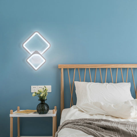 32 W Innenwandleuchte, weiße LED-Wandleuchte, quadratisch drehbar, für Innentreppen, Wohnzimmer, Schlafzimmer