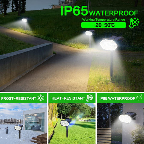 2 Stück Solarleuchten für den Außenbereich, 35 LED-Solarleuchten für den Außenbereich, wasserdicht, IP65, dimmbar mit 4 Beleuchtungsmodi, 180° Solar-Flutlichter für den Außenbereich, für Garten, Hof, Weg, Auffahrt, kaltweißes Licht 