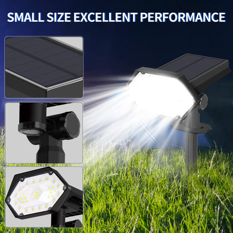 2 Stück Solarleuchten für den Außenbereich, 35 LED-Solarleuchten für den Außenbereich, wasserdicht, IP65, dimmbar mit 4 Beleuchtungsmodi, 180° Solar-Flutlichter für den Außenbereich, für Garten, Hof, Weg, Auffahrt, kaltweißes Licht 