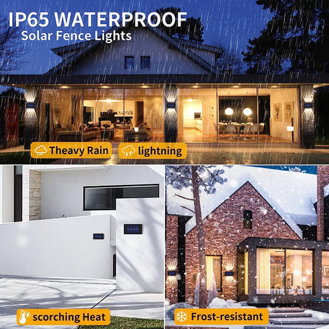 Solar-Wandleuchte für den Außenbereich, 2 Stück, warmweiße LED-Wandleuchte 3000 K, für Hof, Garten, Korridor, Terrasse, nahe Wand, Weg, Terrasse, Villa, Schwarz 