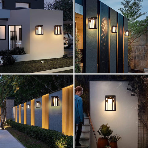 2 Stück Solar-Wandleuchte für den Außenbereich, Bewegungsmelder, LED-Wandleuchte, warmweiß 3000 K, für Hof, Garten, Korridor, Terrasse, nahe Wand, Weg, Terrasse, Villa 