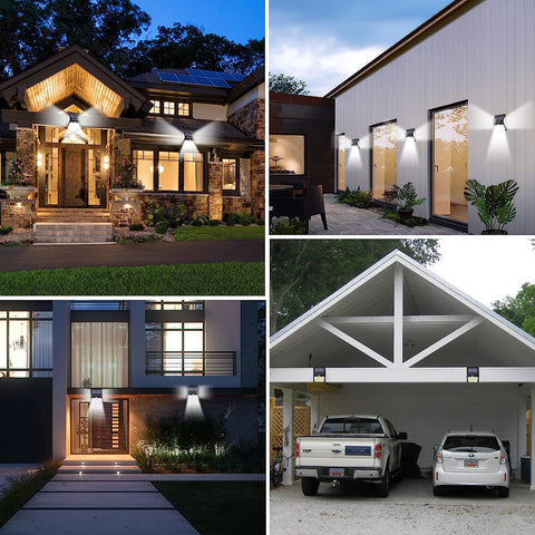 4 Stück Solar-Wandleuchte für den Außenbereich, 220 LEDs, Bewegungsmelder, LED-Wandleuchte für Hof, Garten, Korridor, Terrasse, nahe Wand, Weg, Terrasse, Villa 