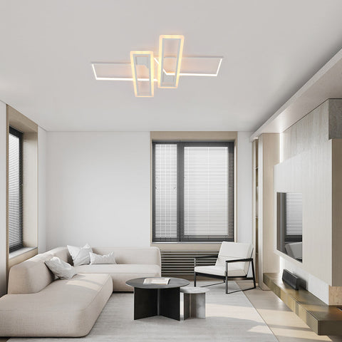 Dimmerbare LED-Deckenleuchte mit Fernbedienung, moderne, quadratische Deckenleuchte mit 3 Schichten, 50 W Acryl-Montage und Incasso-Plafoniere für die Pranzo Soggiorno Cucina Ufficio