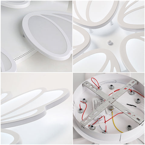 LED-Deckenleuchte, moderne Blütenblatt-LED-Deckenleuchte, weiße Pendelleuchte 60 W, 5600 lm, 6000 K weißes Licht, LED-Deckenleuchte für Wohnzimmer, Küche, Schlafzimmer, Esszimmer, Ø63 cm 