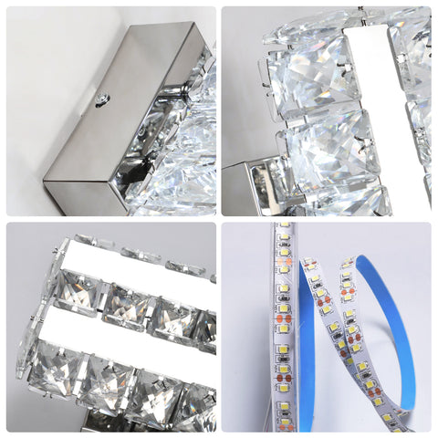 Moderne 16W K9 LED-Wandleuchte aus Glas für Wohnzimmer, Badezimmer, Schlafzimmer, 5500K kühles Licht