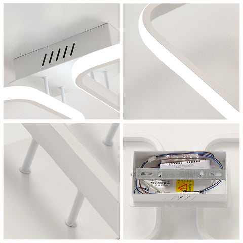 Moderne LED-Deckenleuchte, 2 weiße quadratische Deckenlampen für Küche, Schlafzimmer, Flur, 32 W, Durchmesser 50 cm