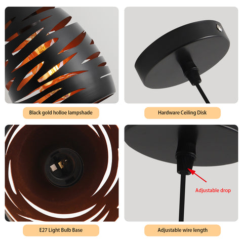 Moderne LED-Pendelleuchte, industrieller hohl geschnitzter Kronleuchter, Metallkäfig-Deckenleuchte, schwarze Schirm-Pendelleuchte, E27-Lampe für Wohnzimmer, Küche, Flur, Restaurant, Loft, Café, Bar