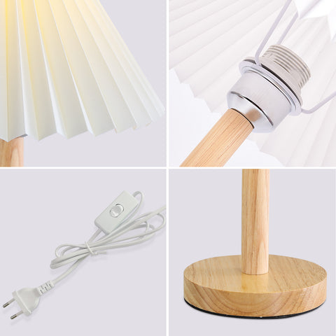 Schreibtischlampe, E27-Plissee-Tischlampe aus Holz, kreatives Mini-Stimmungslicht für Schlafzimmer