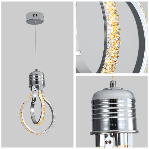 Moderner Kronleuchter, LED-Kristall-Deckenleuchte 21 W, 3000 K, Aluminium-Pendelleuchte für Schlafzimmer, Küche, Esszimmer, Bar, Theke, Korridor, Ausstellungshalle, höhenverstellbar