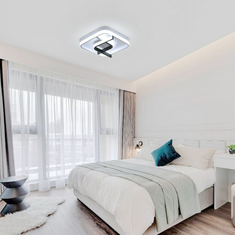 Moderne quadratische Deckenleuchte, 24 cm Schwarz-Weiß-Geometrie-LED-Deckenleuchte, 23 W 6000 K kaltweißes Licht, Acryl-LED-Deckenleuchte, für Schlafzimmer, Wohnzimmer, Korridor, Balkon