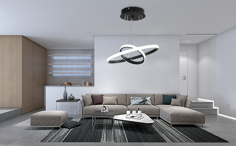 LED Lustre circulaire moderne, Lampe de Suspension réglable