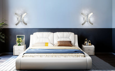 Kristall-Wandleuchte, LED-Wandleuchte für den Innenbereich, 12 W, kühles weißes Licht, 6000 K, Doppel-C-Design, moderne Dekorations-Wandleuchte für Wohnzimmer, Schlafzimmer, Flur, Badezimmer