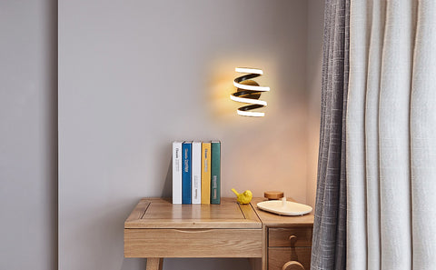 LED-Wandleuchte, 21 W, schwarze Spirale, einfache moderne Kreativität, Aluminium-Metall-Wandleuchte, 3000 K, Innenwandleuchte, geeignet für Schlafzimmer, Flur, Wohnzimmer, Bar 