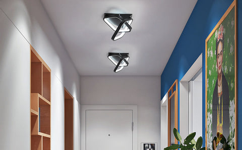 Moderne LED-Deckenleuchte 24 W, 2 schräge, quadratische Deckenleuchten aus Aluminium, Deckenleuchte aus schwarzem Metall, für Flur, Eingangsbereich, Balkon, kaltweißes Licht/6500 K 