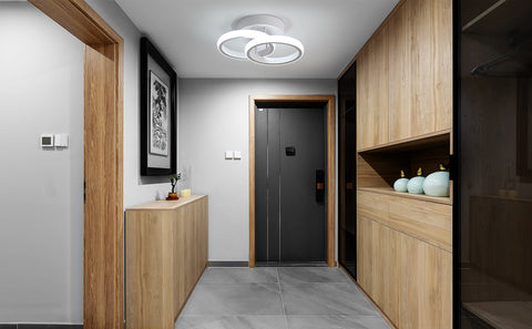 LED-Deckenleuchte im modernen Design, Aluminiumringe mit 2 LED-Panels, 19 W, 1400 lm, 6500 K kaltweißes Licht für Wohnzimmer und Küche