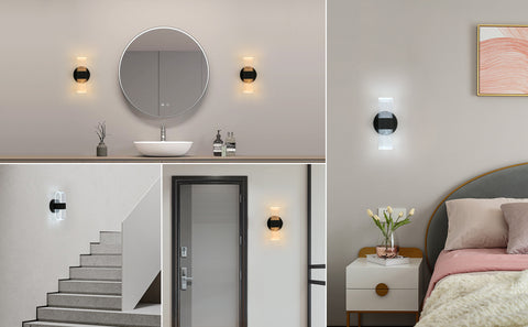 LED-Wandleuchte, dimmbare moderne LED-Wandleuchte, schwarze ovale 10 W Acryl-Innenwandleuchte für Schlafzimmer, Nachttisch, Flur, Wohnzimmer, Flur, 3000–6500 K