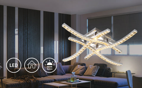 Moderne Kristall-Deckenleuchte Nordic LED Wellenform Deckenleuchte Wohnzimmer Schlafzimmer Esszimmer Restaurant Hotel Home Decor