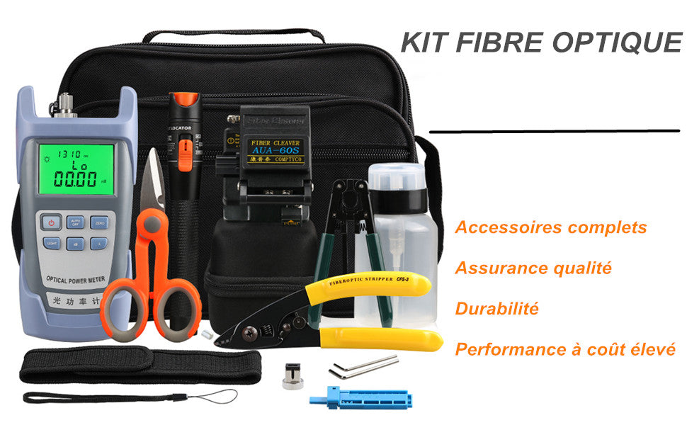 16 Stück/Kit FTTH-Glasfaserwerkzeuge mit Glasfaser-Leistungsmesser, AUA-60S-Glasfaser-Cleaver, 10 km visueller Fehlerorter