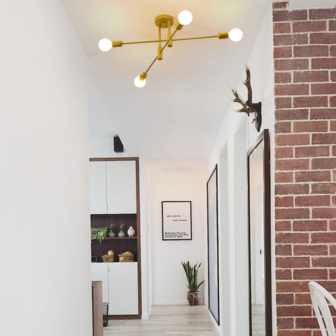Industrielle Deckenleuchte Retro Deckenleuchte Golden 4-flammig E27 Metall Moderne LED Kronleuchter für Schlafzimmer, Wohnzimmer, Küche, Büro, Café, Restaurant