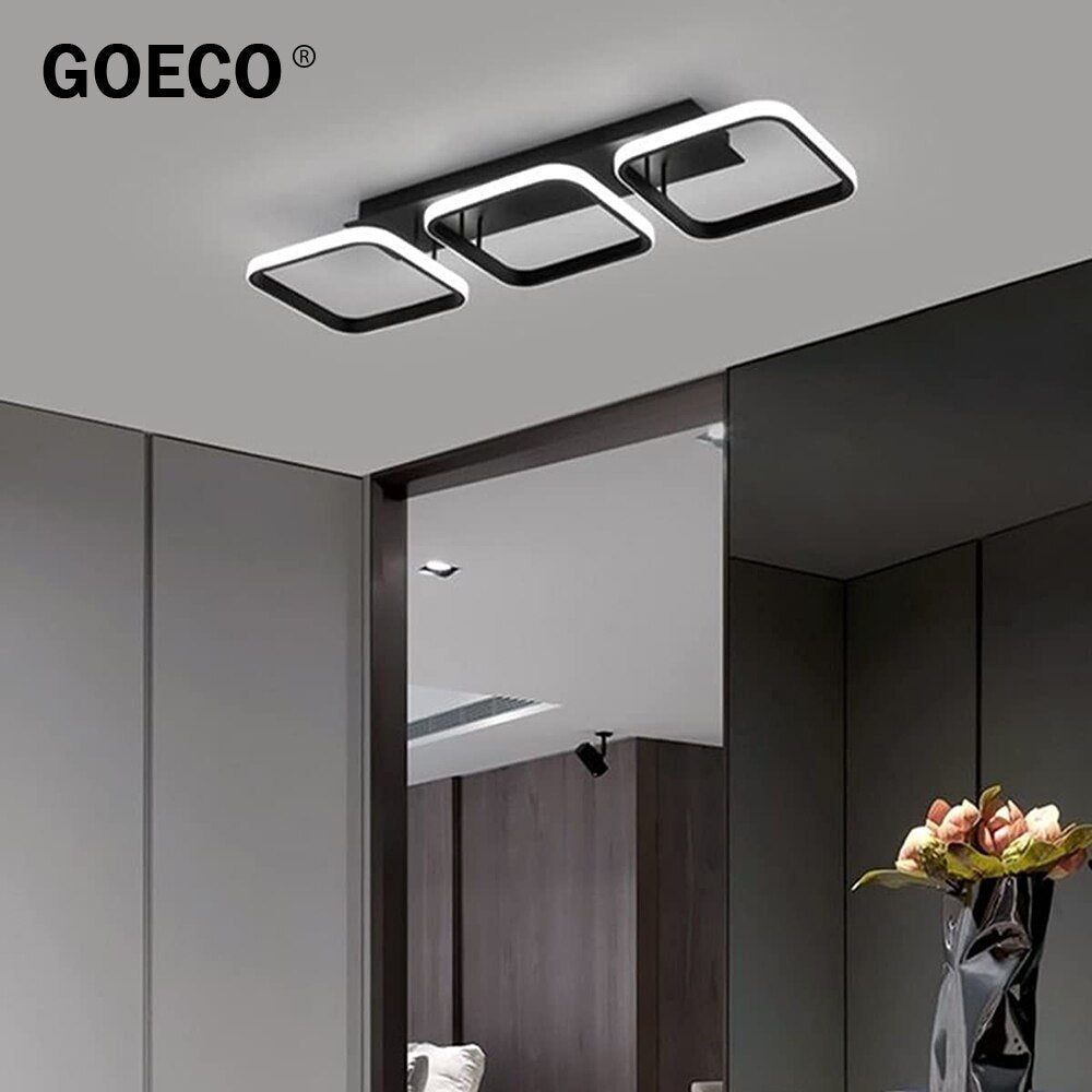 40 W LED-Deckenleuchte, einfache geometrische Deckenleuchte, kreative quadratische Metall-Deckenleuchte, geeignet für Wohnzimmer, Schlafzimmer, Esszimmer, 6000 K kaltweißes Licht (schwarz)