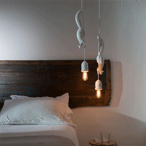 Nordic Eichhörnchen Harz LED Pendelleuchte Moderne Hängelampe für Schlafzimmer Kinderzimmer Kinderzimmer Dekor Industrieleuchte