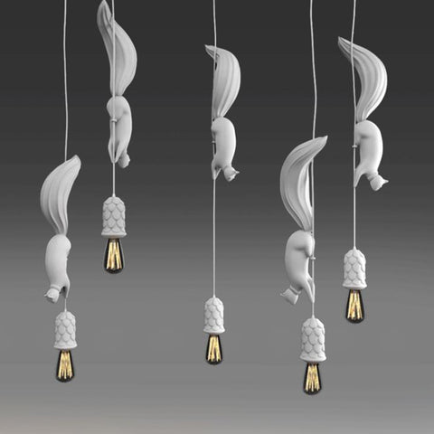 Nordic Eichhörnchen Harz LED Pendelleuchte Moderne Hängelampe für Schlafzimmer Kinderzimmer Kinderzimmer Dekor Industrieleuchte