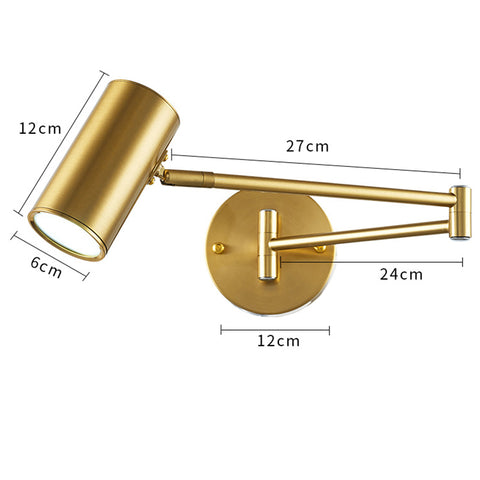 Moderne goldene verstellbare LED-Wandleuchte mit langem Arm, nordische Wandleuchte für Schlafzimmer, Wohnzimmer, Nachttischbeleuchtung