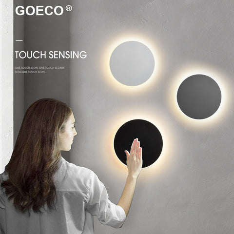 LED-Wandleuchte, Touch-Schalter, Innenbeleuchtung für Schlafzimmer, Wohnzimmer, rundes Nachttisch-Treppenlicht, Dekoration in Schwarz