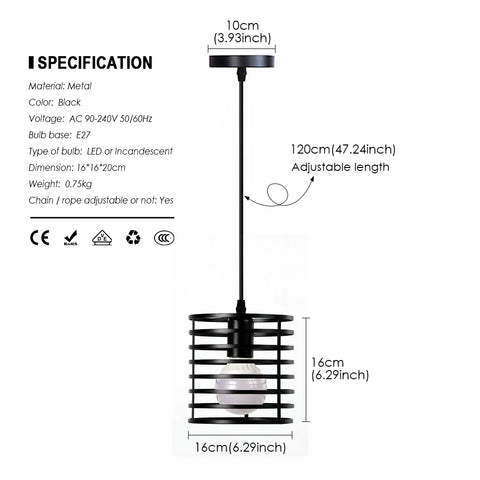 Pendelleuchte aus Eisen in modernem Design, käfigartiges Design, Metall, dekorative Innenleuchte, 220 V
