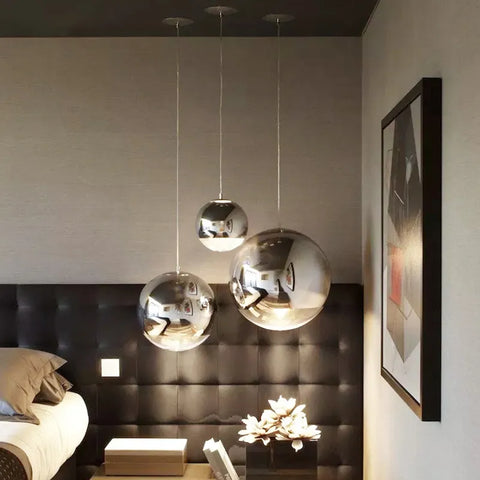 Moderne sphärische Glas-Pendelleuchte, Kronleuchter mit E27-Sockel, für Wohnzimmer, Schlafzimmer, Esszimmer, Büro, Bar, Café