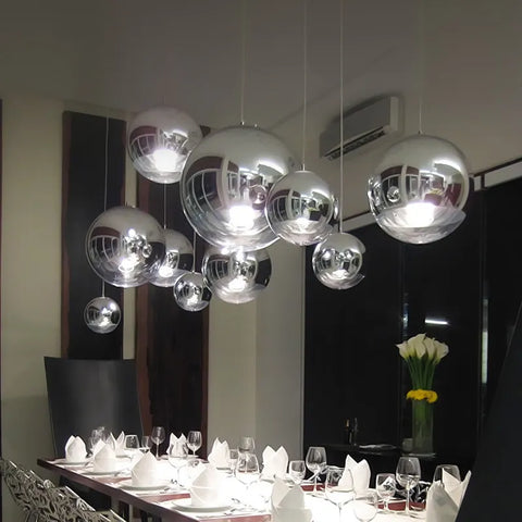 Moderne sphärische Glas-Pendelleuchte, Kronleuchter mit E27-Sockel, für Wohnzimmer, Schlafzimmer, Esszimmer, Büro, Bar, Café