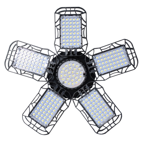 150 W LED-Garagenbeleuchtung, 228 LEDs, Solar-Außenlampe IP65 wasserdicht, 5+1 Köpfe, Solar-Garten-Außenlampe mit Fernbedienung, mit 5 m Kabel, für Lager, Werkstatt, Keller 