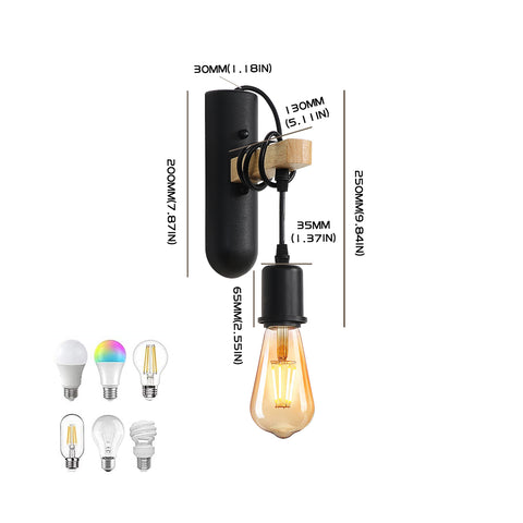 E27 Holz Wandleuchten, LED Retro Wandleuchte, Wand Nachttischlampe für Schlafzimmer, Wohnzimmer, Treppenhaus, max 40W