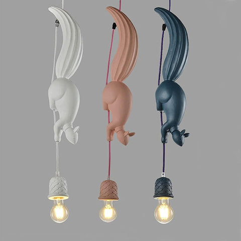Harz-Eichhörnchen-Kronleuchter-Lampe, moderne industrielle hängende Tierlampe für Kinderzimmer, Küchenleuchten, Blau