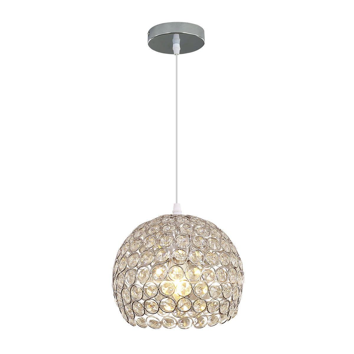 Moderne kristallen kroonluchter Moderne kroonluchter hanglamp E27 chroom hanglamp met 120 cm verstelbare kabel geschikt voor keuken, slaapkamer, kantoor, woonkamer (lamp niet inbegrepen)