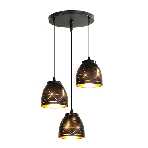 3-flammige Retro-Pendelleuchten, industrieller hohlgeschnitzter Kronleuchter, E27-Vintage-Metall-Deckenleuchte, Beleuchtung für Wohnzimmer, Küche, Flur, Restaurant, Loft, Café, Bar