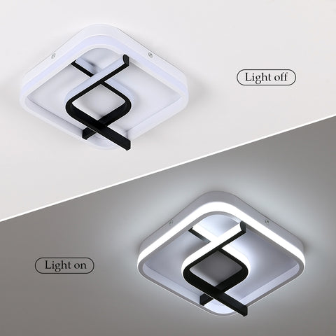 Moderne quadratische Deckenleuchte, 24 cm Schwarz-Weiß-Geometrie-LED-Deckenleuchte, 23 W 6000 K kaltweißes Licht, Acryl-LED-Deckenleuchte, für Schlafzimmer, Wohnzimmer, Korridor, Balkon