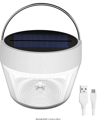 Wiederaufladbare USB-Laterne – dimmbare und RGB tragbare LED-Solar-Camping-Laterne, Sicherheits-Taschenlampe, wasserdichtes Suchlicht für Wandern, Angeln, Stromausfälle (weiß)